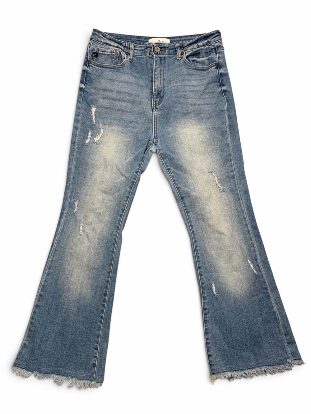 KanCan Jeans Womens 11/29 High Rise Flare Distressed Frayed Hem Blue KC7904M